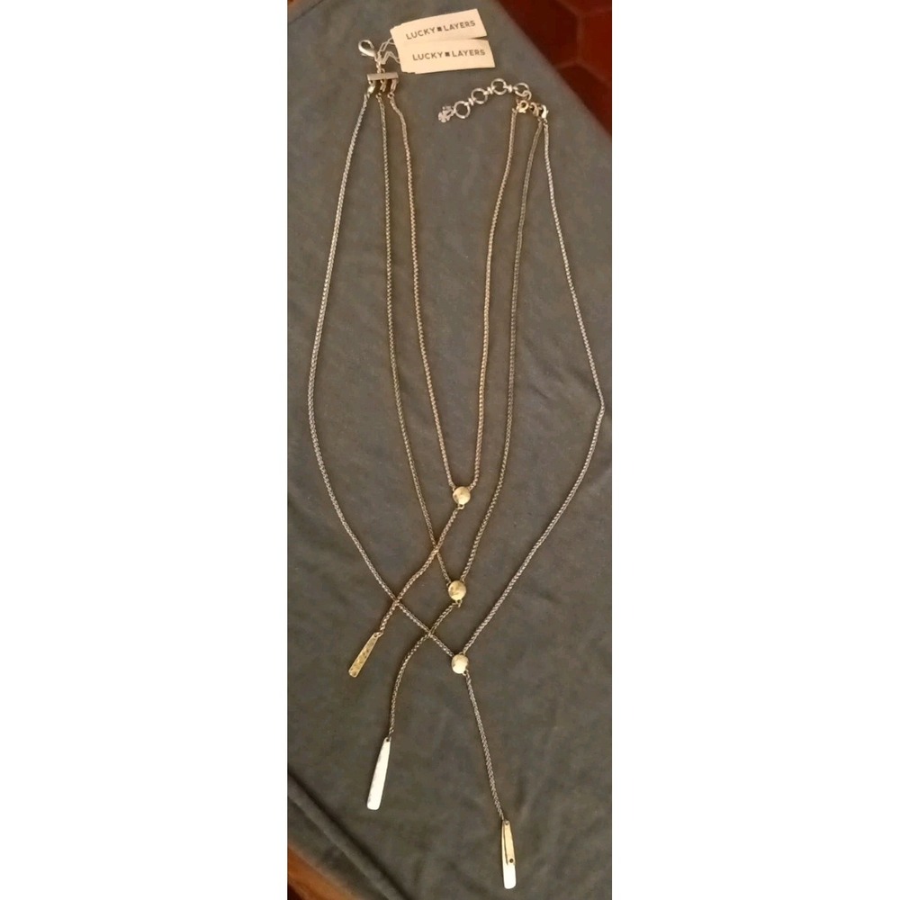 Lucky Brand Signed Three Strand Layer Necklace NWT Each Has It's Own Clasp